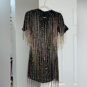 Nasty Gal Tassel Beaded Mini Shift Dress